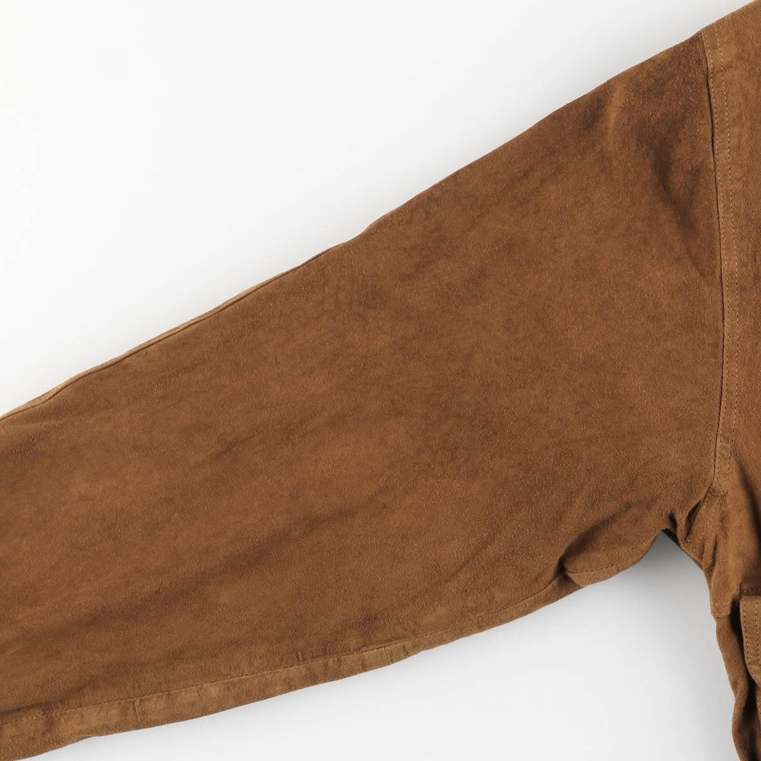 Suede leather blouson for men (size L) genuine leather brown type Vintage Second Hand