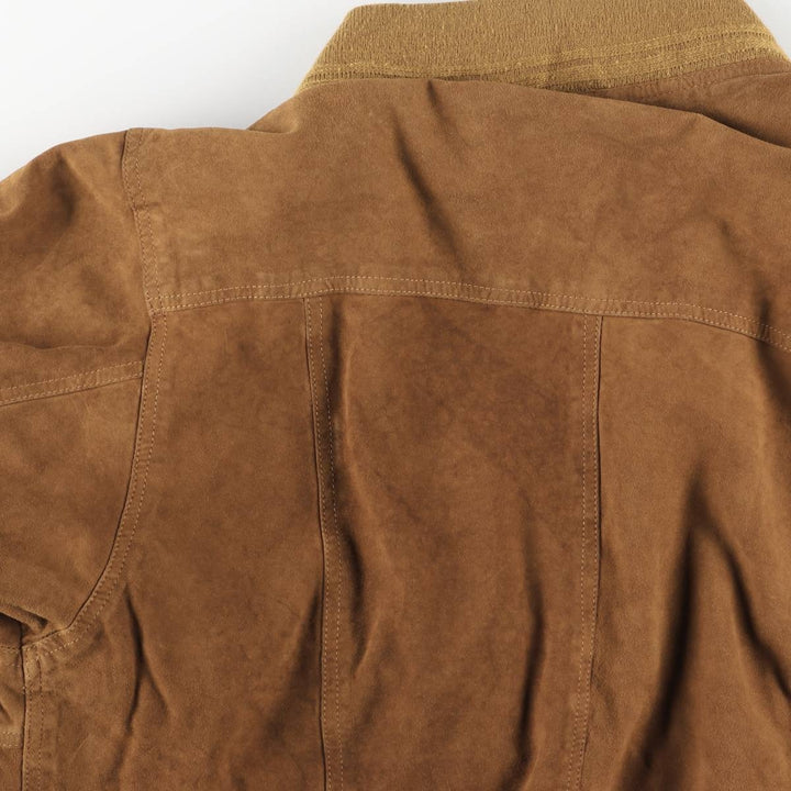 Suede leather blouson for men (size L) genuine leather brown type Vintage Second Hand