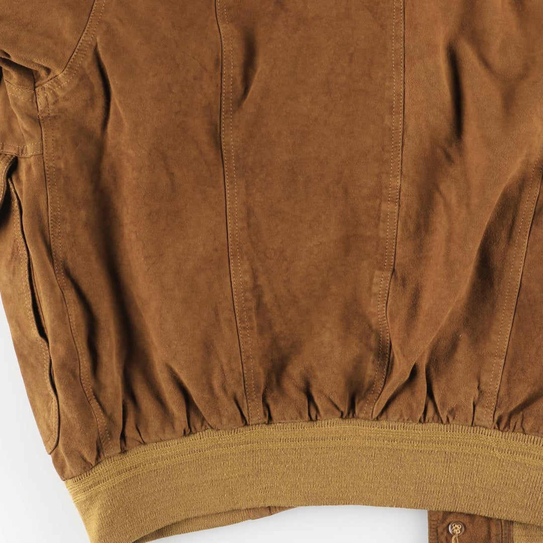 Suede leather blouson for men (size L) genuine leather brown type Vintage Second Hand