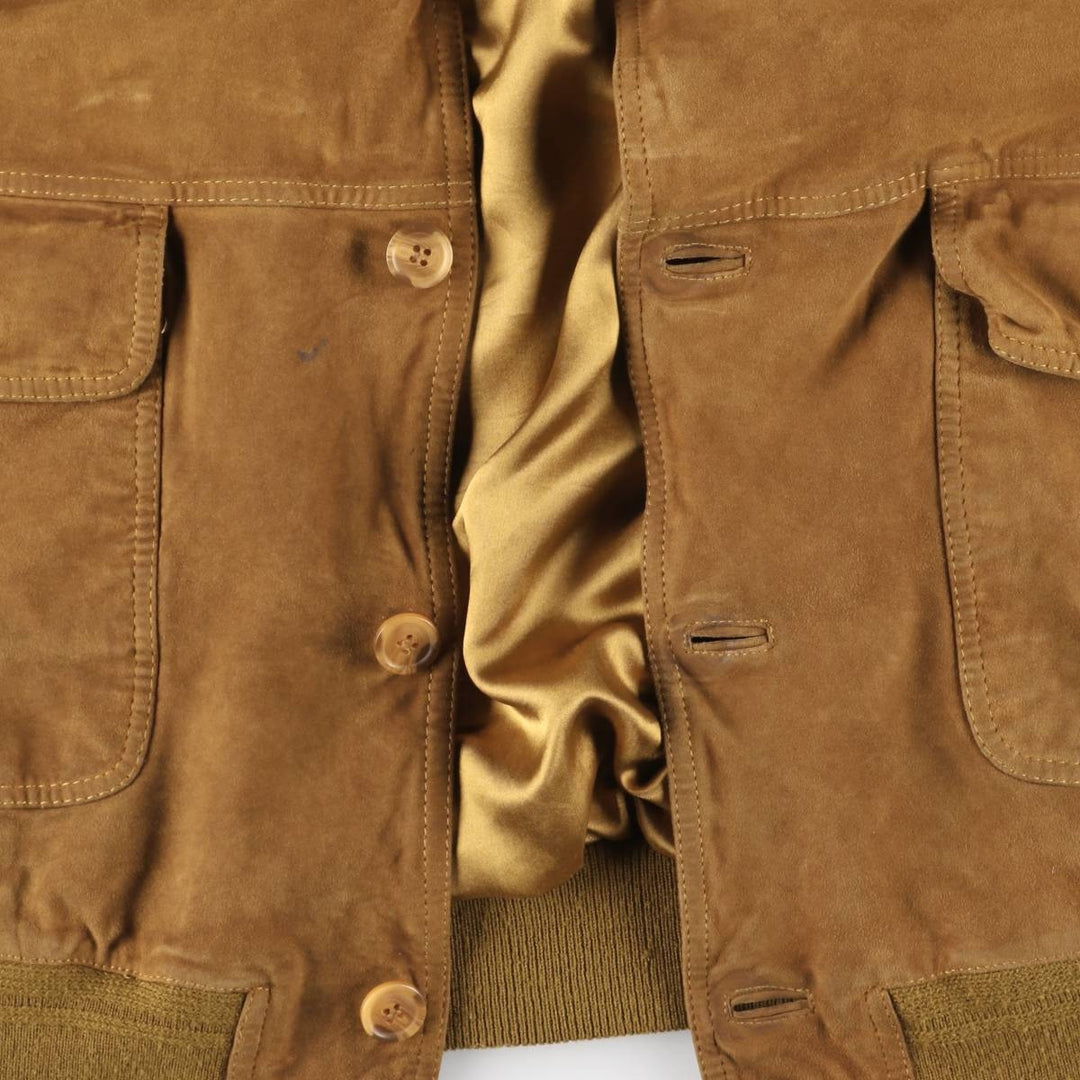 Vintage Balster Jacket, Suede Leather Blouson, Men's Size L Genuine Leather Suede Leather beige type brown Vintage Second Hand
