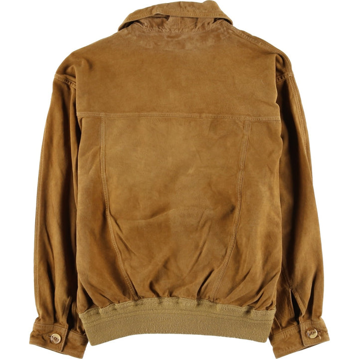 Johns and Sons Men's Collared Suede Leather Blouson, Size L Genuine Leather Suede Leather brown type Vintage Second Hand