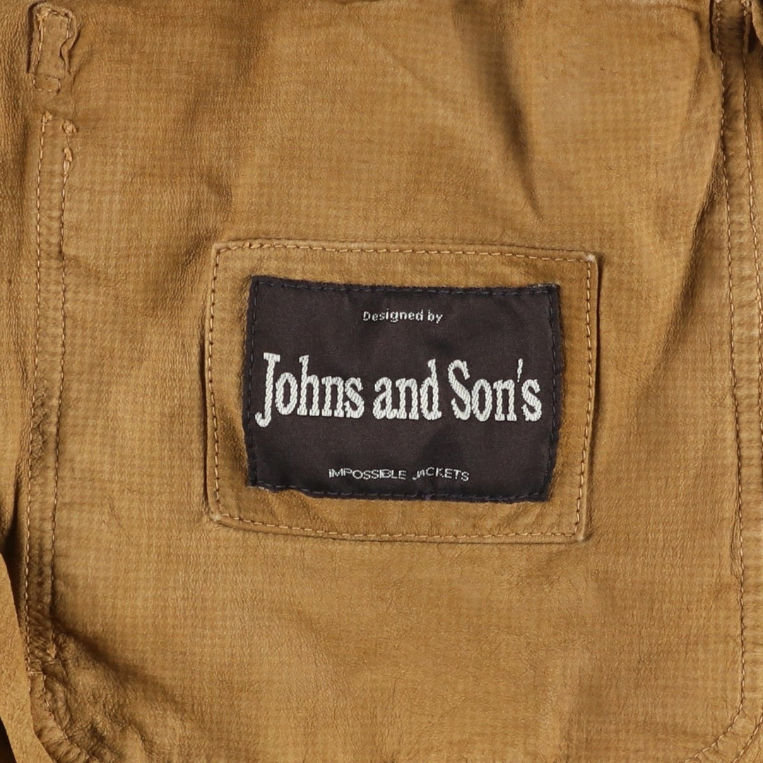 Johns and Sons Men's Collared Suede Leather Blouson, Size L Genuine Leather Suede Leather brown type Vintage Second Hand