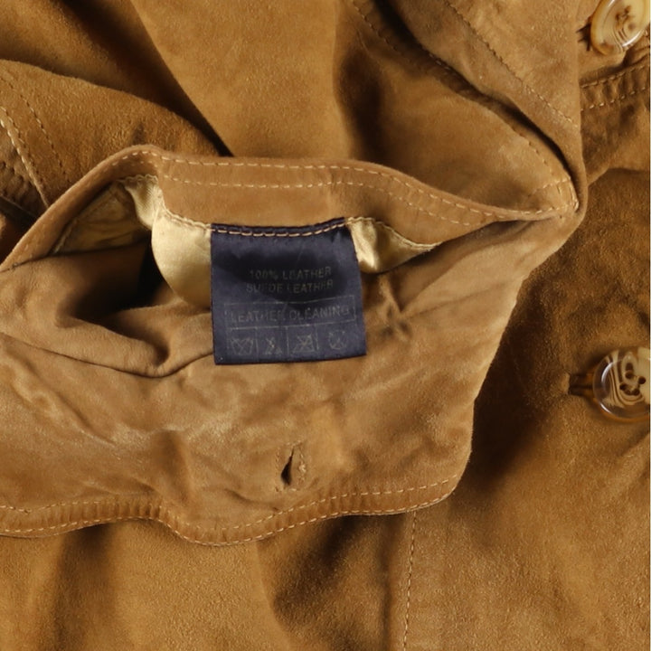 Johns and Sons Men's Collared Suede Leather Blouson, Size L Genuine Leather Suede Leather brown type Vintage Second Hand