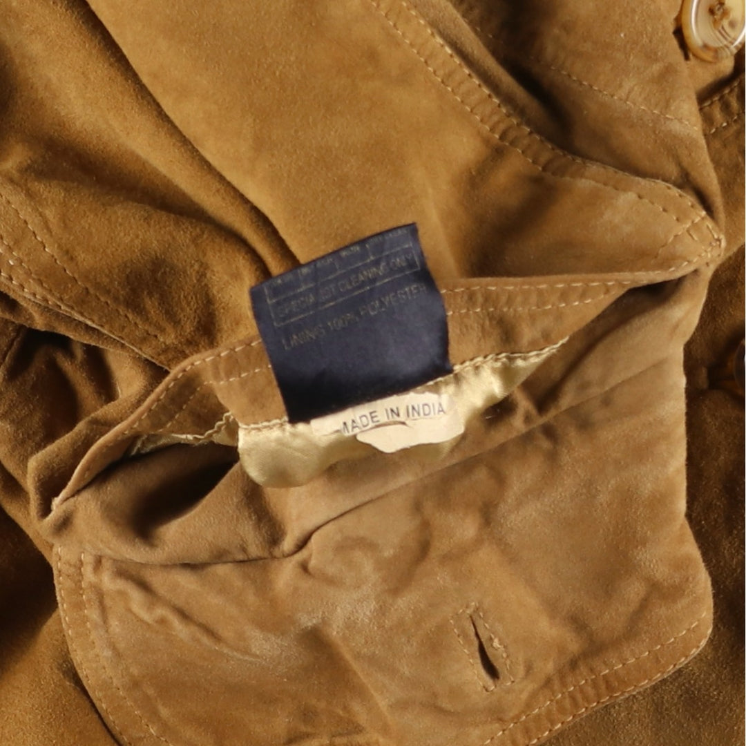 Johns and Sons Men's Collared Suede Leather Blouson, Size L Genuine Leather Suede Leather brown type Vintage Second Hand