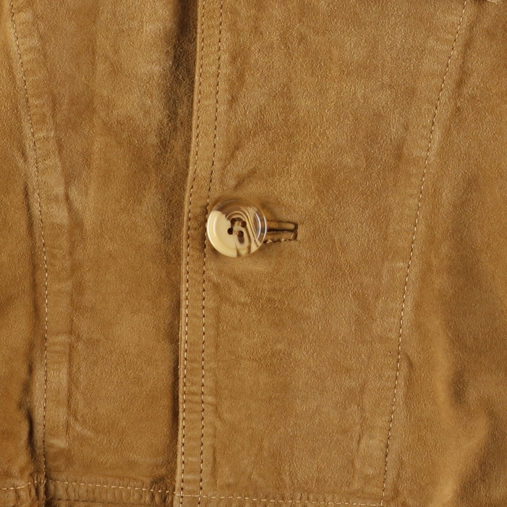 Johns and Sons Men's Collared Suede Leather Blouson, Size L Genuine Leather Suede Leather brown type Vintage Second Hand