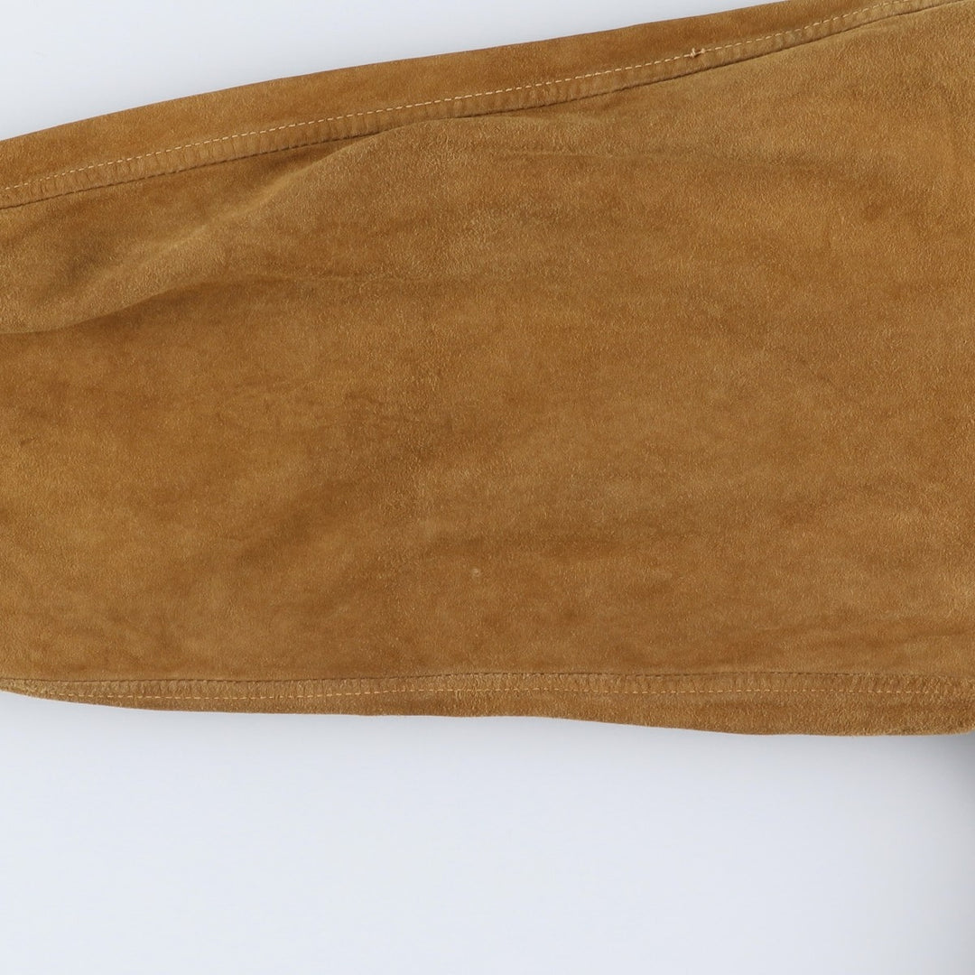 Johns and Sons Men's Collared Suede Leather Blouson, Size L Genuine Leather Suede Leather brown type Vintage Second Hand