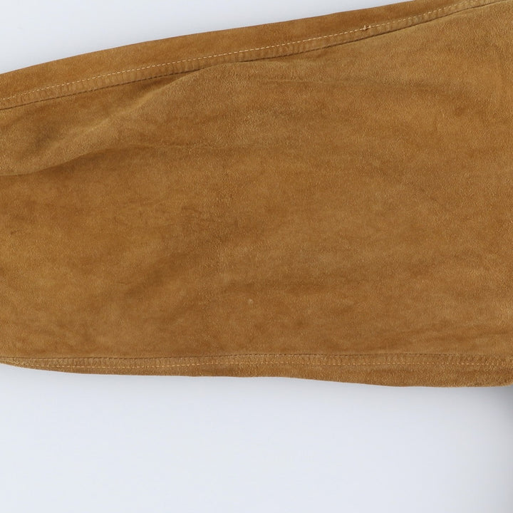 Johns and Sons Men's Collared Suede Leather Blouson, Size L Genuine Leather Suede Leather brown type Vintage Second Hand