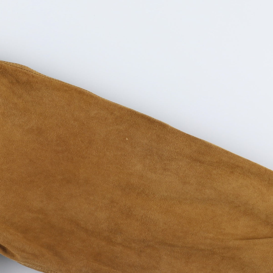 Johns and Sons Men's Collared Suede Leather Blouson, Size L Genuine Leather Suede Leather brown type Vintage Second Hand