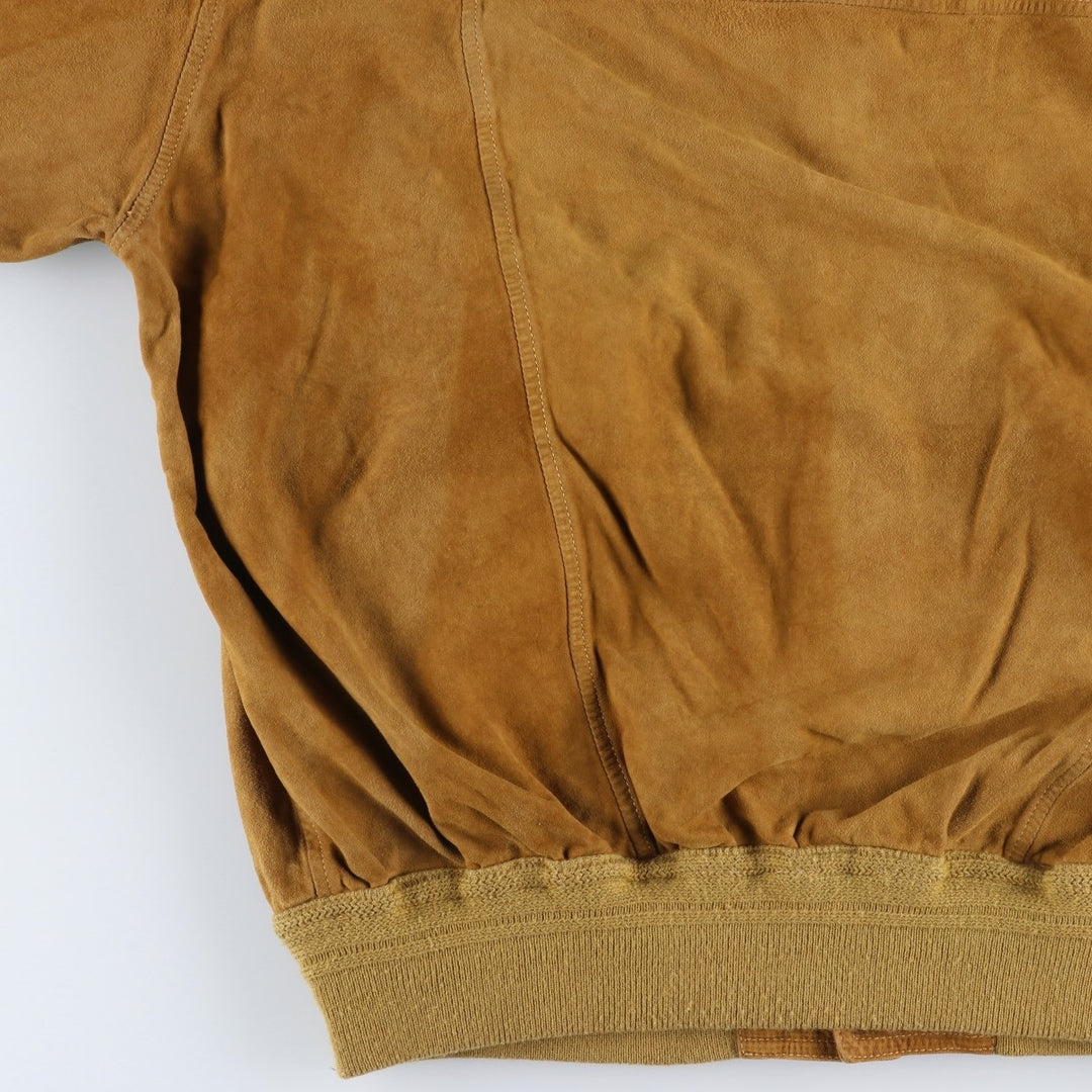 Johns and Sons Men's Collared Suede Leather Blouson, Size L Genuine Leather Suede Leather brown type Vintage Second Hand