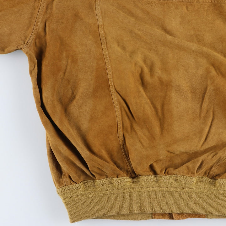Johns and Sons Men's Collared Suede Leather Blouson, Size L Genuine Leather Suede Leather brown type Vintage Second Hand