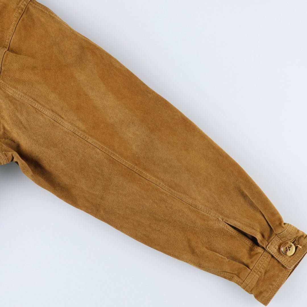 Johns and Sons Men's Collared Suede Leather Blouson, Size L Genuine Leather Suede Leather brown type Vintage Second Hand