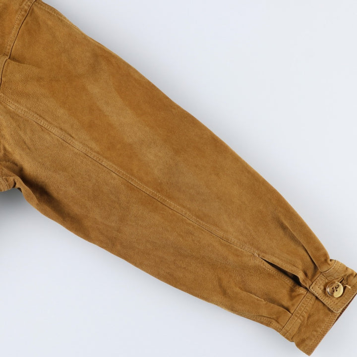 Johns and Sons Men's Collared Suede Leather Blouson, Size L Genuine Leather Suede Leather brown type Vintage Second Hand