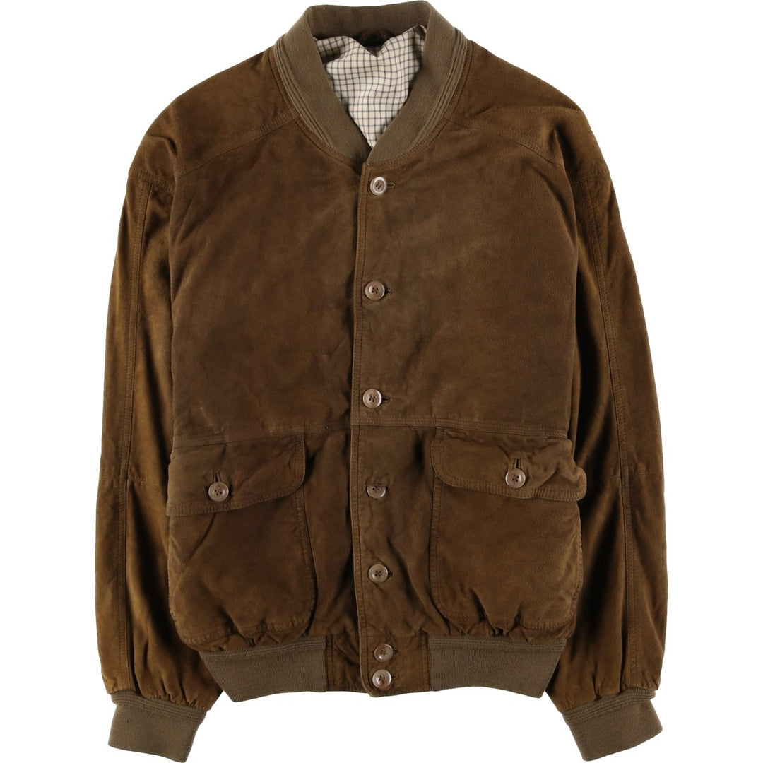 Suede leather blouson for men (size L) genuine leather brown type Vintage Second Hand