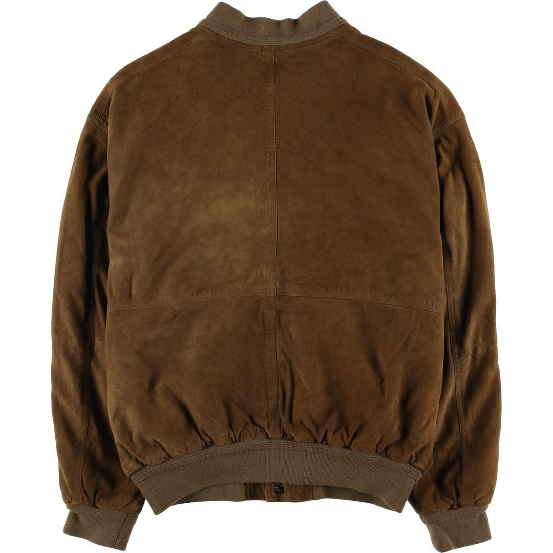 Suede leather blouson for men (size L) genuine leather brown type Vintage Second Hand