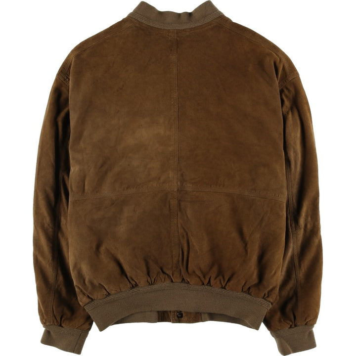 Suede leather blouson for men (size L) genuine leather brown type Vintage Second Hand