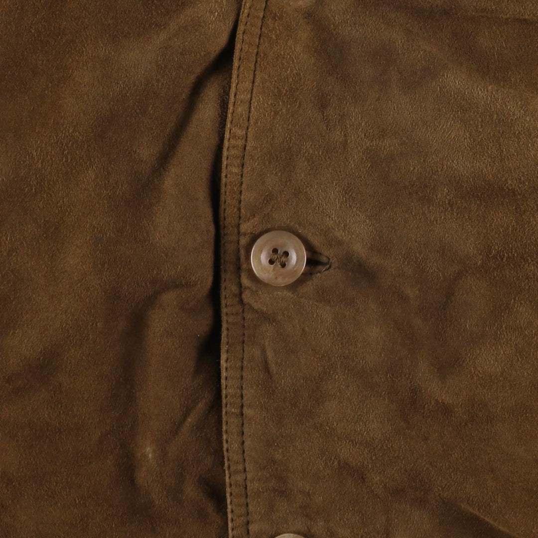 Suede leather blouson for men (size L) genuine leather brown type Vintage Second Hand