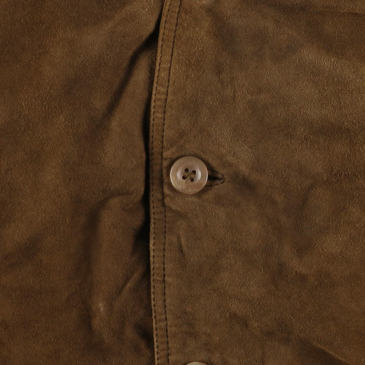 Suede leather blouson for men (size L) genuine leather brown type Vintage Second Hand
