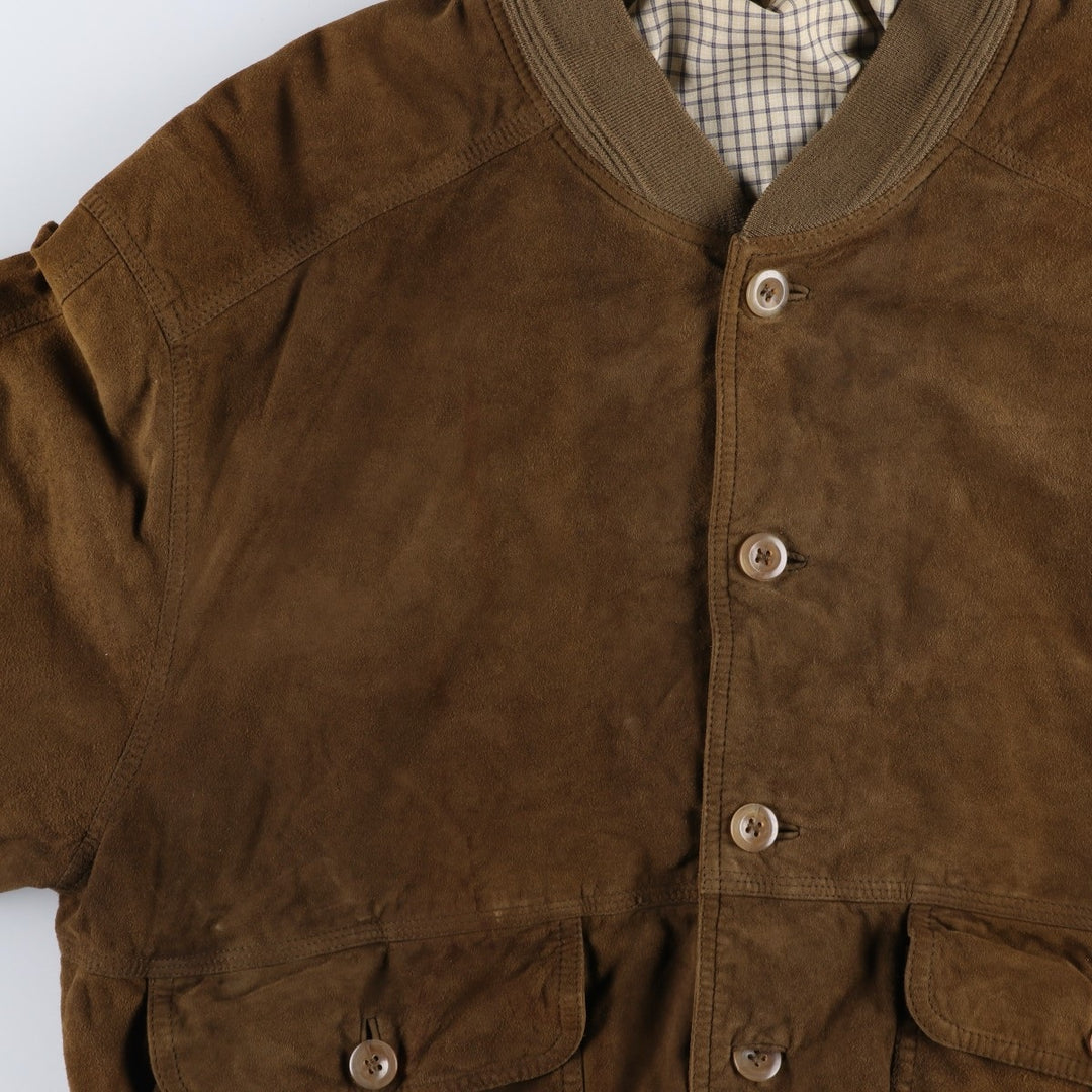 Suede leather blouson for men (size L) genuine leather brown type Vintage Second Hand