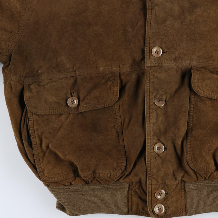 Suede leather blouson for men (size L) genuine leather brown type Vintage Second Hand