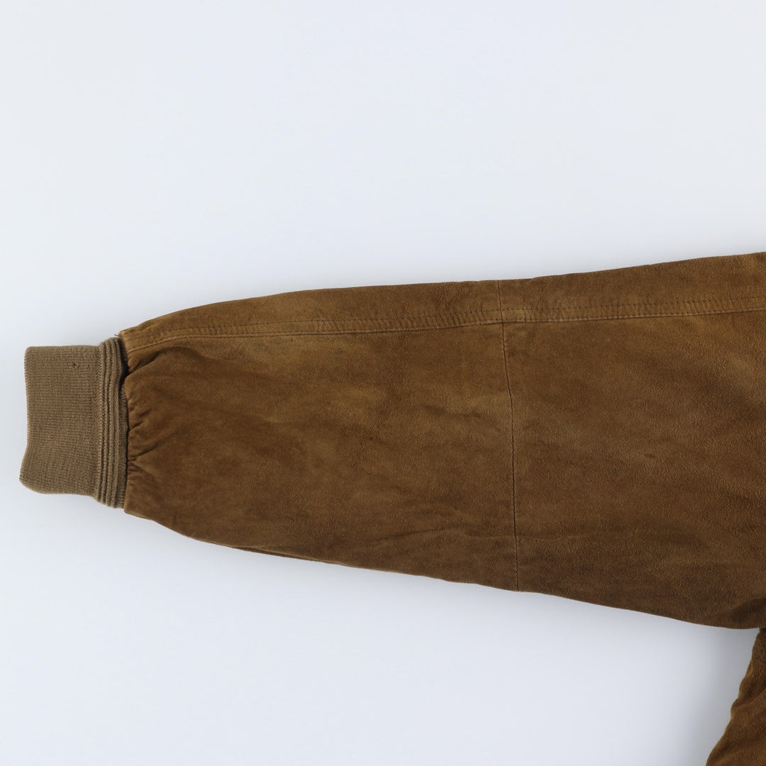 Suede leather blouson for men (size L) genuine leather brown type Vintage Second Hand