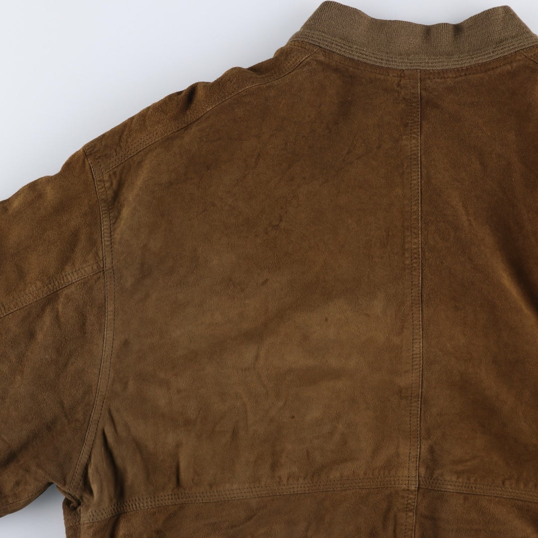 Suede leather blouson for men (size L) genuine leather brown type Vintage Second Hand