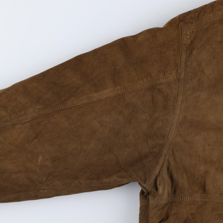Suede leather blouson for men (size L) genuine leather brown type Vintage Second Hand