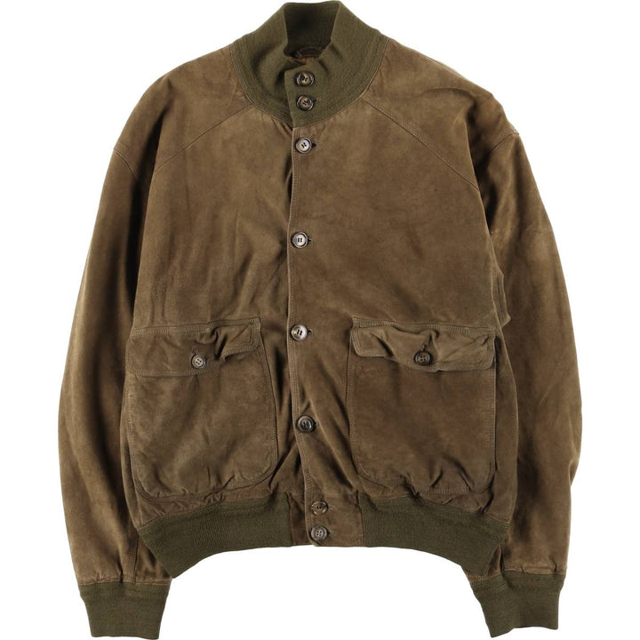 Vintage suede leather balster jacket, made in Italy, size L, men's size L Genuine Leather Suede Leather Khaki type Vintage Second Hand