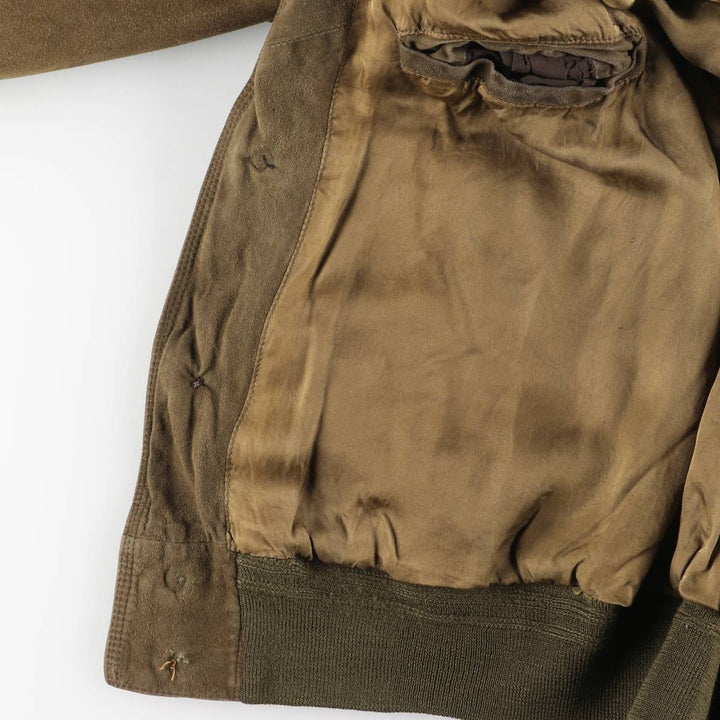 Vintage suede leather balster jacket, made in Italy, size L, men's size L Genuine Leather Suede Leather Khaki type Vintage Second Hand