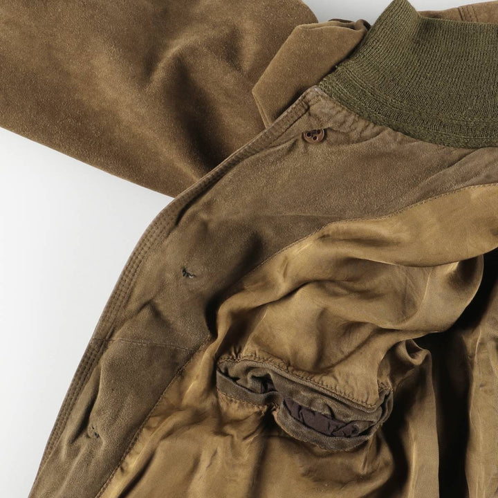 Vintage suede leather balster jacket, made in Italy, size L, men's size L Genuine Leather Suede Leather Khaki type Vintage Second Hand
