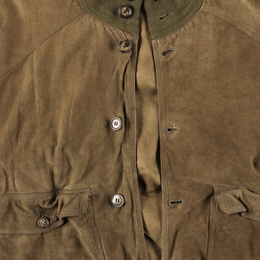 Vintage suede leather balster jacket, made in Italy, size L, men's size L Genuine Leather Suede Leather Khaki type Vintage Second Hand