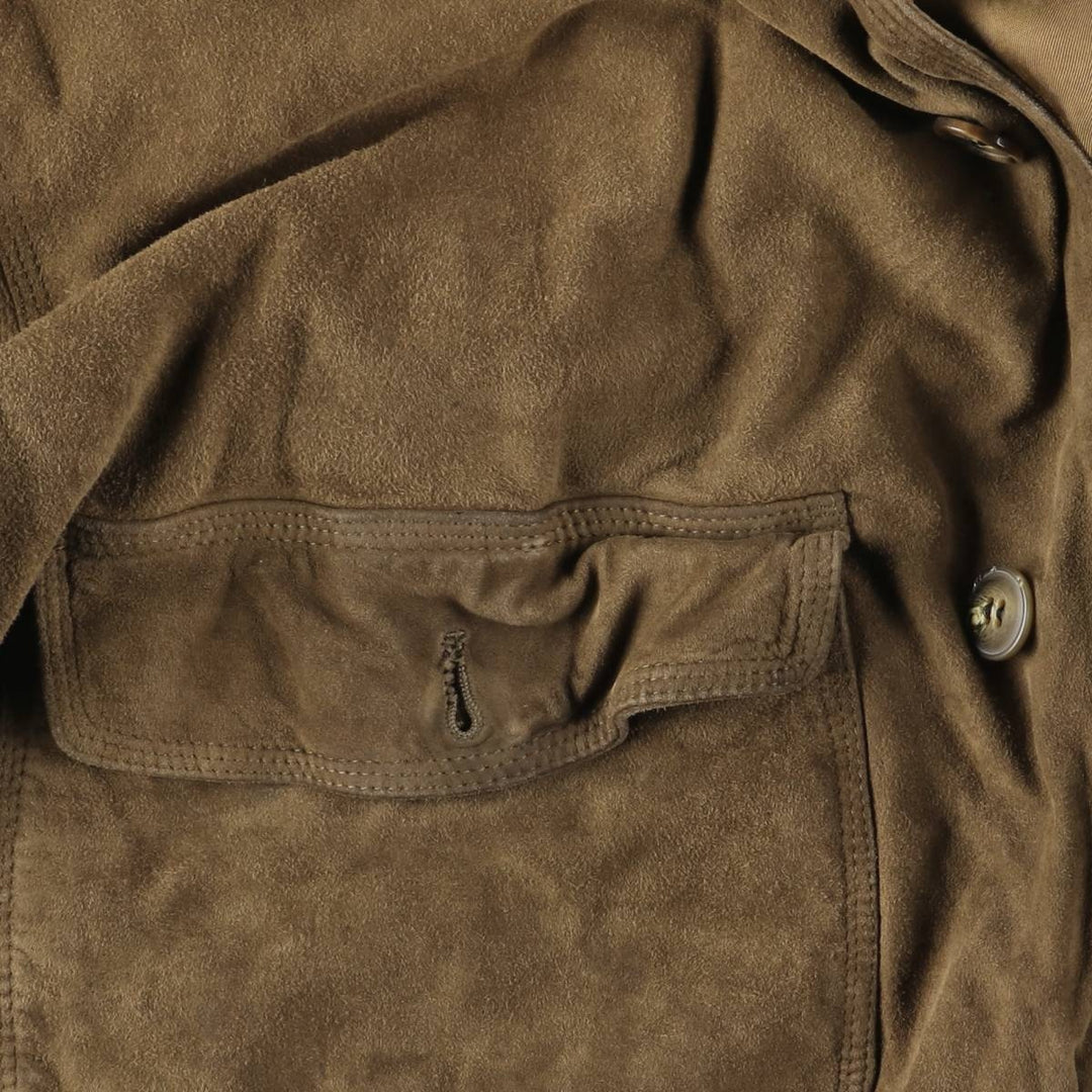 Vintage suede leather balster jacket, made in Italy, size L, men's size L Genuine Leather Suede Leather Khaki type Vintage Second Hand