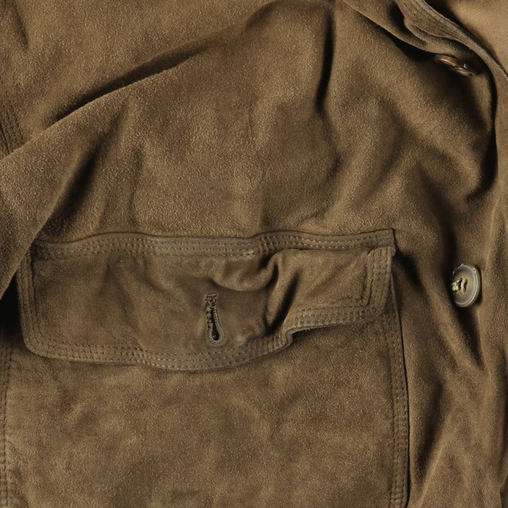Vintage suede leather balster jacket, made in Italy, size L, men's size L Genuine Leather Suede Leather Khaki type Vintage Second Hand