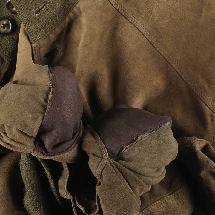 Vintage suede leather balster jacket, made in Italy, size L, men's size L Genuine Leather Suede Leather Khaki type Vintage Second Hand