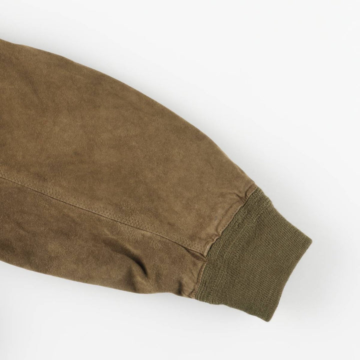 Vintage suede leather balster jacket, made in Italy, size L, men's size L Genuine Leather Suede Leather Khaki type Vintage Second Hand