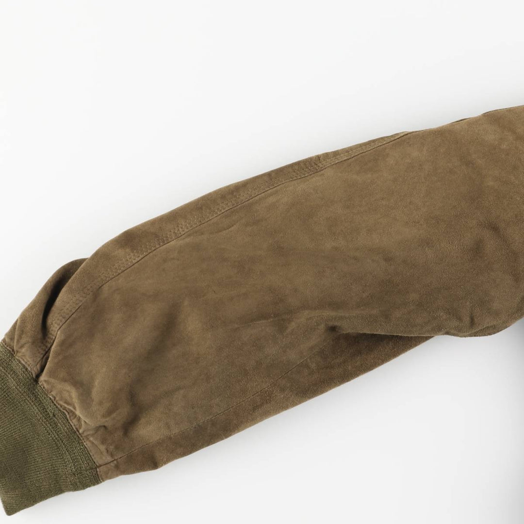 Vintage suede leather balster jacket, made in Italy, size L, men's size L Genuine Leather Suede Leather Khaki type Vintage Second Hand
