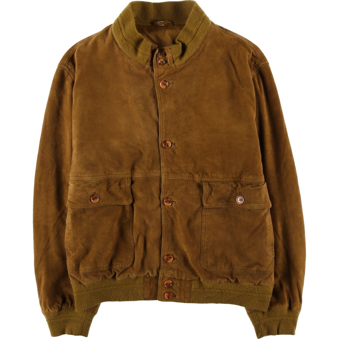 Balster Jacket, Suede Leather Blouson, Men's XL genuine leather brown type Vintage Second Hand