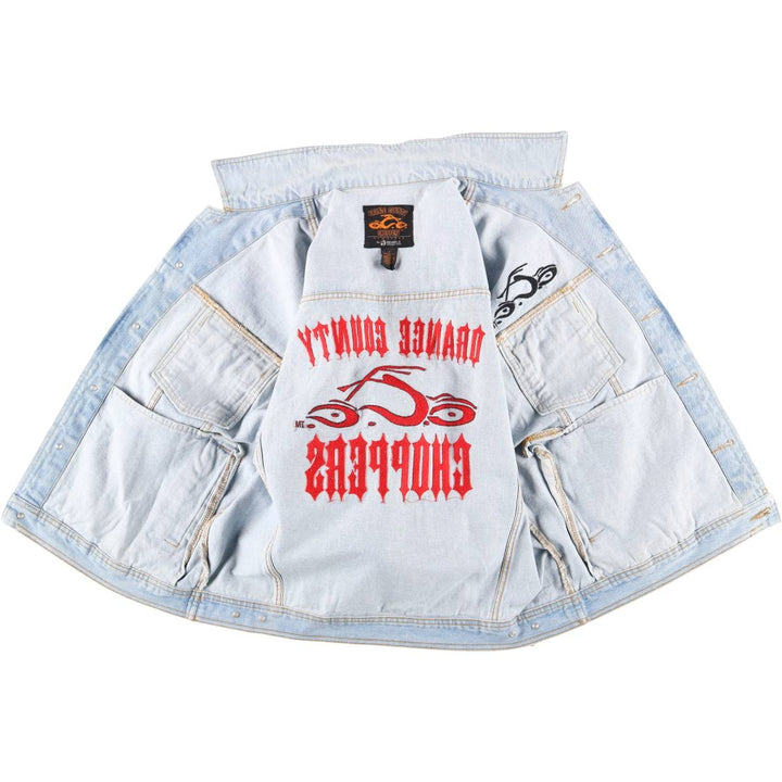 2000'S ORANGE COUNTY CHOPPERS denim jacket, size L, men's cotton Blue type light blue Vintage Second Hand