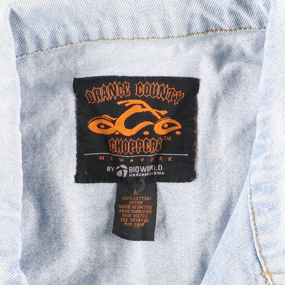 2000'S ORANGE COUNTY CHOPPERS denim jacket, size L, men's cotton Blue type light blue Vintage Second Hand