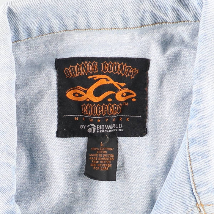 2000'S ORANGE COUNTY CHOPPERS denim jacket, size L, men's cotton Blue type light blue Vintage Second Hand