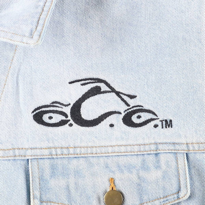 2000'S ORANGE COUNTY CHOPPERS denim jacket, size L, men's cotton Blue type light blue Vintage Second Hand