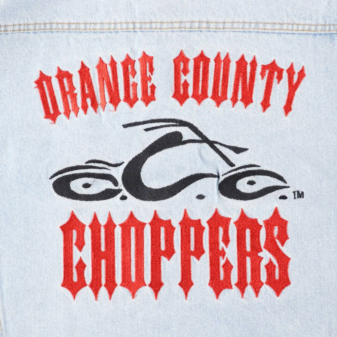 2000'S ORANGE COUNTY CHOPPERS denim jacket, size L, men's cotton Blue type light blue Vintage Second Hand