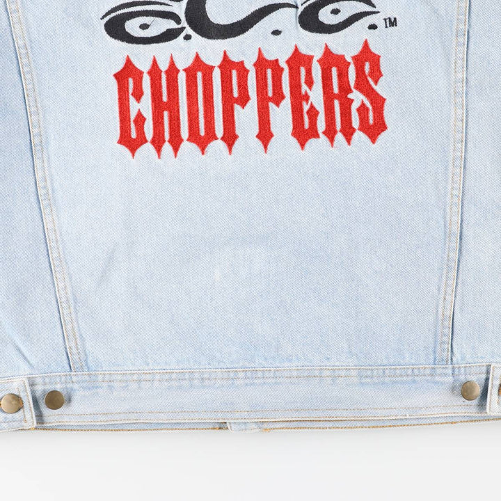 2000'S ORANGE COUNTY CHOPPERS denim jacket, size L, men's cotton Blue type light blue Vintage Second Hand
