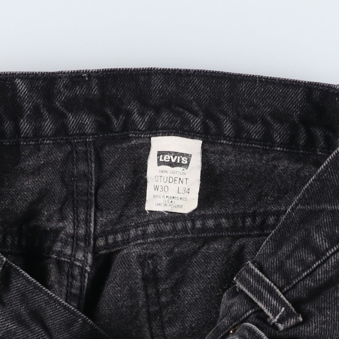 90'S Levi's 40750-4 159 STUDENT Orange Tab Black Denim Tapered Denim Pants, Made in USA, Men's Size W29 cotton black type Vintage Second Hand