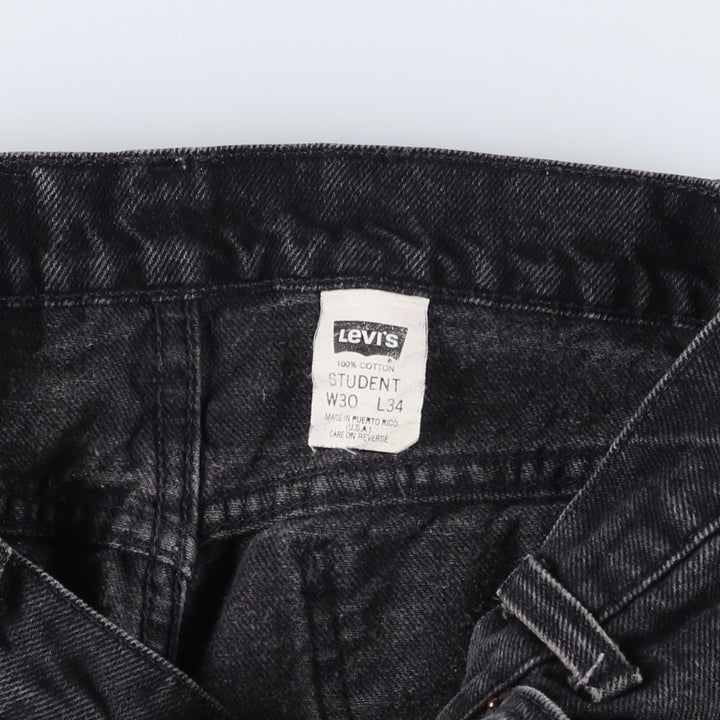 90'S Levi's 40750-4 159 STUDENT Orange Tab Black Denim Tapered Denim Pants, Made in USA, Men's Size W29 cotton black type Vintage Second Hand