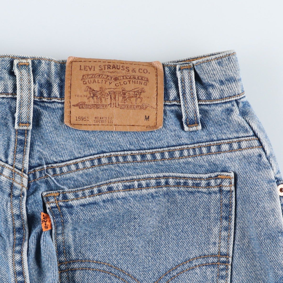 90'S Levi's 15951-0765 Relaxed Fit Tapered Leg Denim Pants with Orange Tab, Women's Size L (W28) cotton blue type Vintage Second Hand