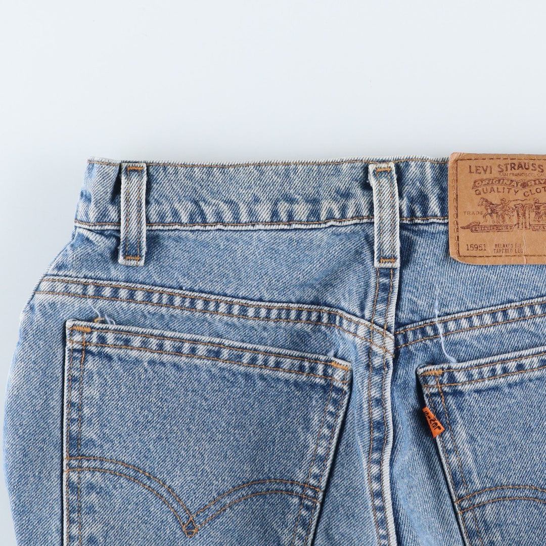 90'S Levi's 15951-0765 Relaxed Fit Tapered Leg Denim Pants with Orange Tab, Women's Size L (W28) cotton blue type Vintage Second Hand