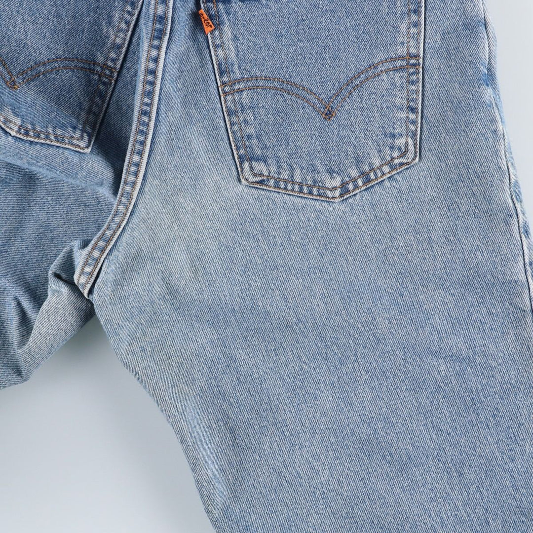 90'S Levi's 15951-0765 Relaxed Fit Tapered Leg Denim Pants with Orange Tab, Women's Size L (W28) cotton blue type Vintage Second Hand