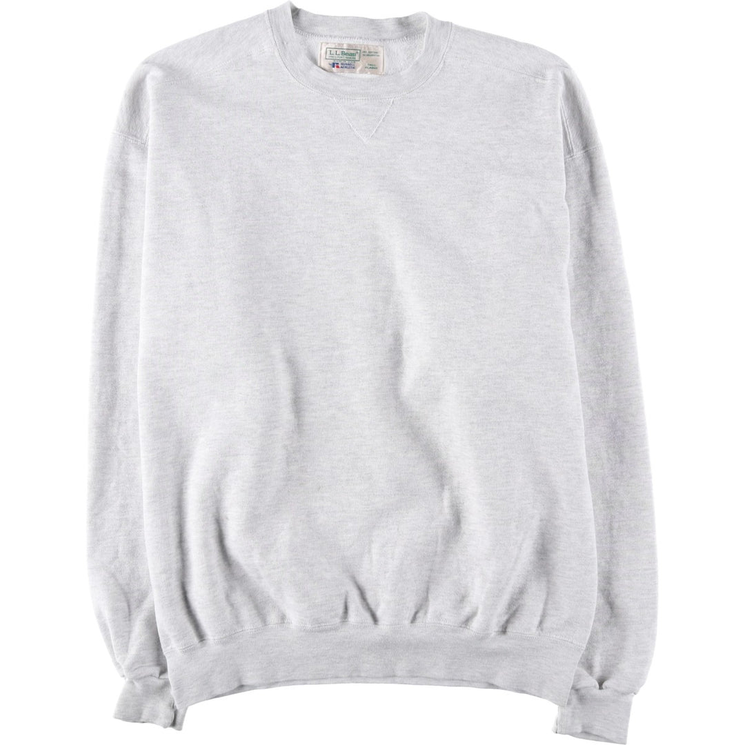 90'S Russell & L.L. Bean double-breasted plain blank sweatshirt, made in the USA, men's size XL cotton gray type Vintage Second Hand