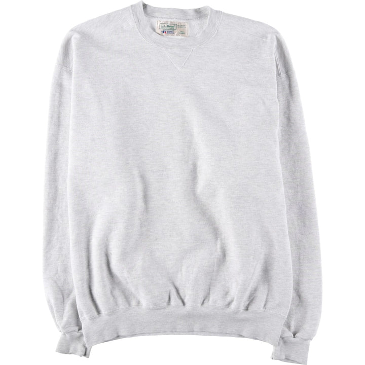 90'S Russell & L.L. Bean double-breasted plain blank sweatshirt, made in the USA, men's size XL cotton gray type Vintage Second Hand