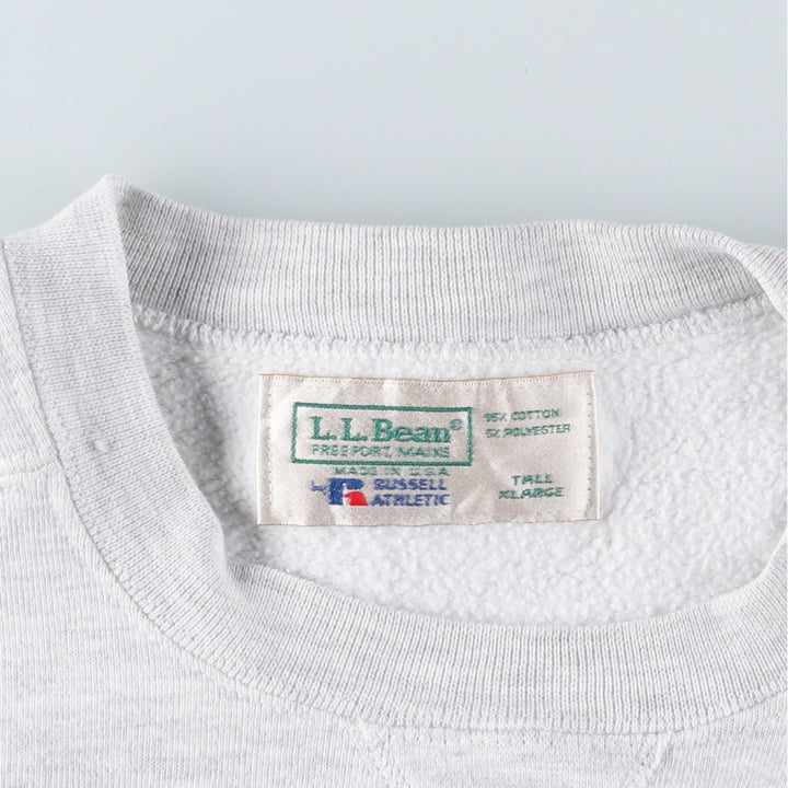 90'S Russell & L.L. Bean double-breasted plain blank sweatshirt, made in the USA, men's size XL cotton gray type Vintage Second Hand